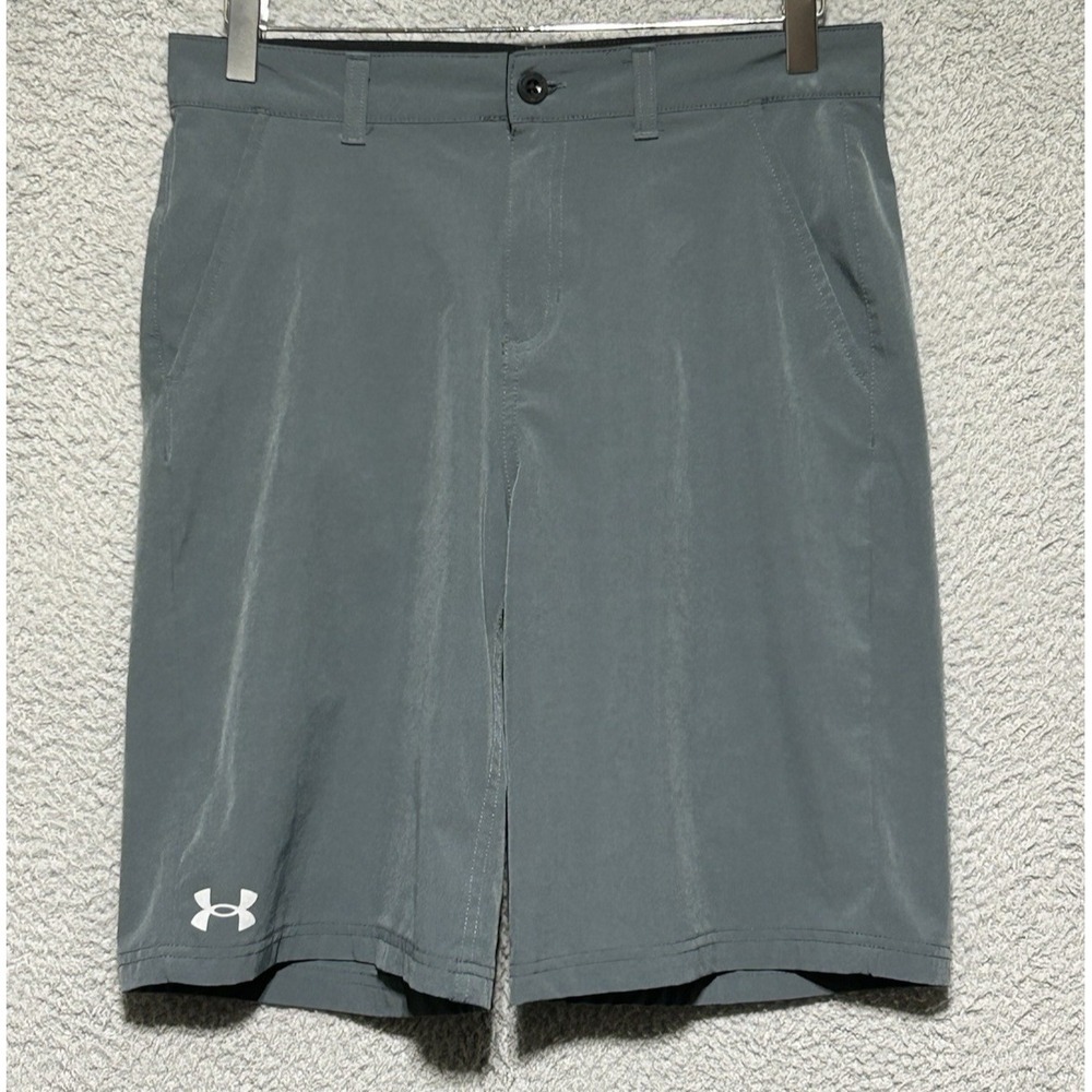 Under Armor Dark Gray Stretch Breathable Shorts Waist Size 30X10 Youth 18